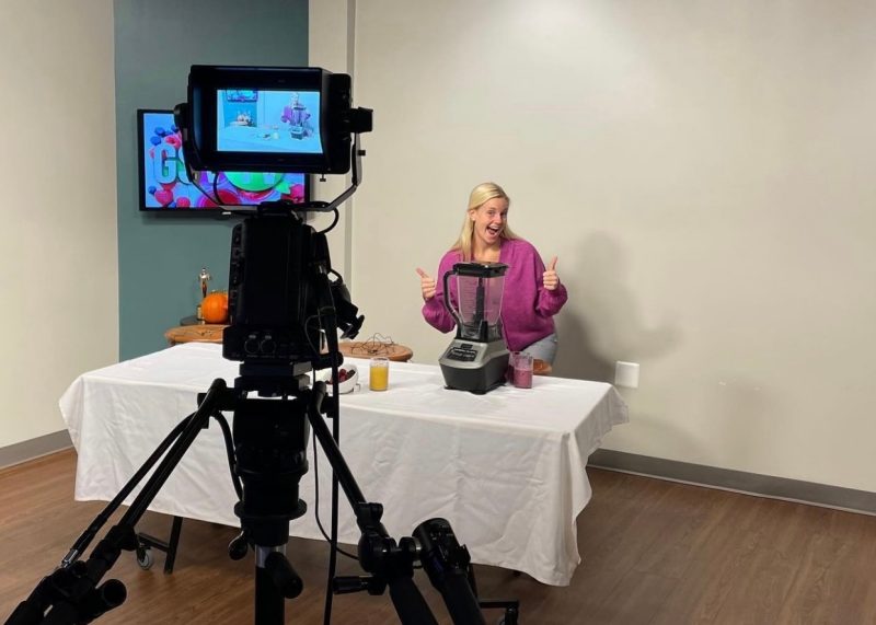 A Virginia Tech Nutrition and Dietetics Intern on television.
